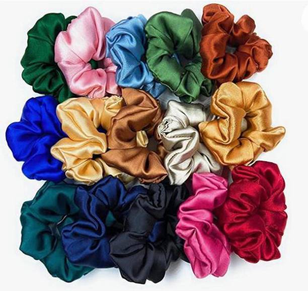 DEEGLO Multicolored Satin Hair Scrunchies Stuff Scrunchy Holder Hair Ties Elastic Hair Bands Ropes Scrunchies for Women or Girls Hair Accessories Rubber Band