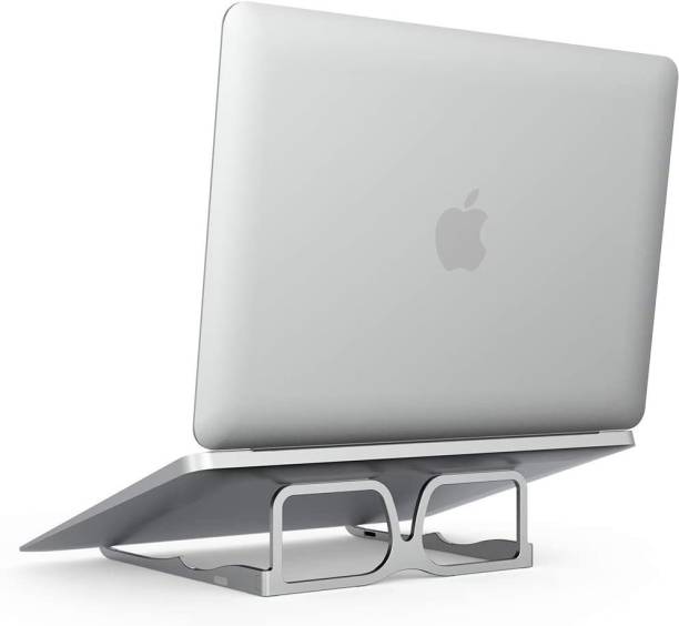 JVCV Creative Laptop Stand, Ergonomic Foldable Portable Aluminum Cooling Desktop Holder Riser for Notebook Tablet, Compatible with MacBook Air Pro More 10-15.6” Laptops (Silver) JVFLASTS Laptop Stand