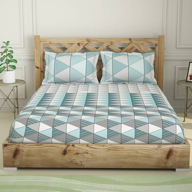 SPACES 144 TC Cotton King 3D Printed Flat Bedsheet