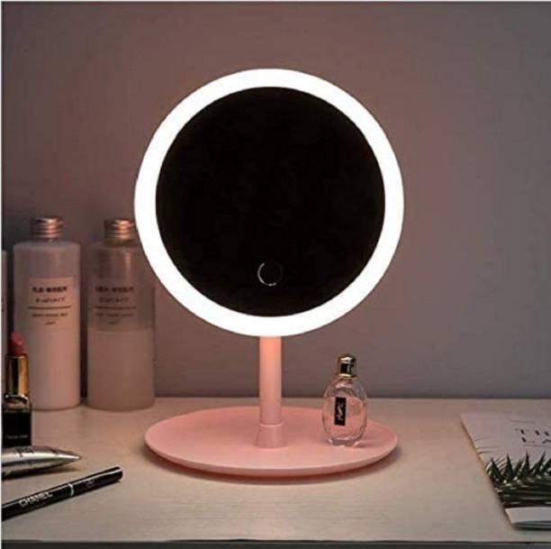 Renyke USB Smart Touch Control Lighted Vanity Stand Up Desktop Ring 180 Degree Rotation LED Light Makeup Mirror