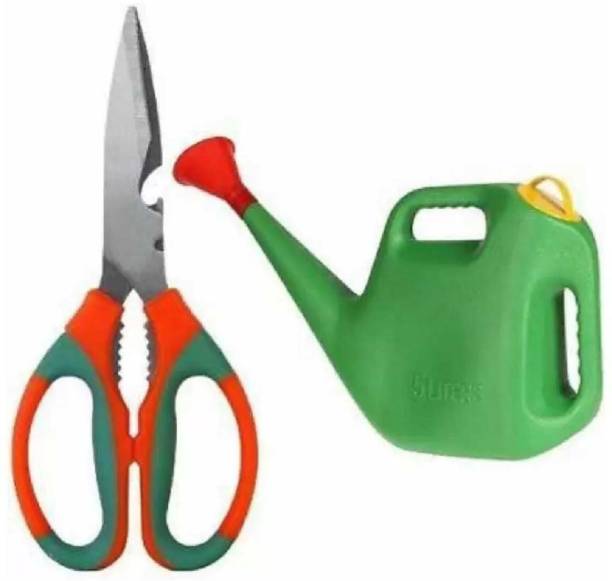 AGT Gardening Tools Set with Scissor and 5-Liter Premium High-Grade Plastic Watering Can (Improved Version) (1+1 Set) Garden Tool Kit (2 Tools) Garden Tool Kit