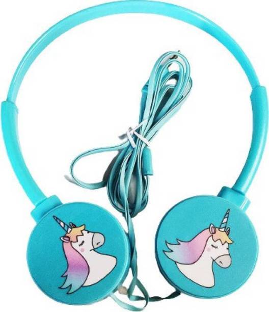 Rockjon unicorn design headphones for kids with Mic Wired Headset Wired Headset