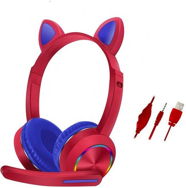 Top Headset Kids cheap price 5stars Flipkart in India 6 Ineix cute cat wired headset kids boys and girls headphones red Wired Gaming Headset
