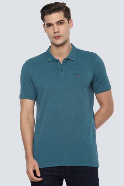 Louis Philippe Sport Solid Men Polo Neck Blue T-Shirt