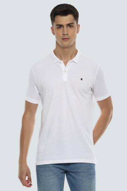Louis Philippe Sport Solid Men Polo Neck White T-Shirt