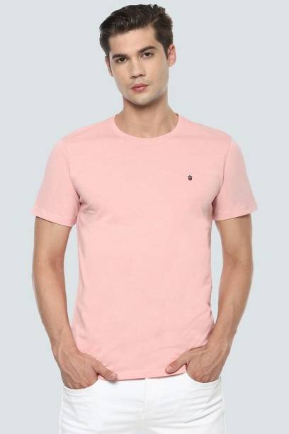 Louis Philippe Jeans Solid Men Round Neck Pink T-Shirt