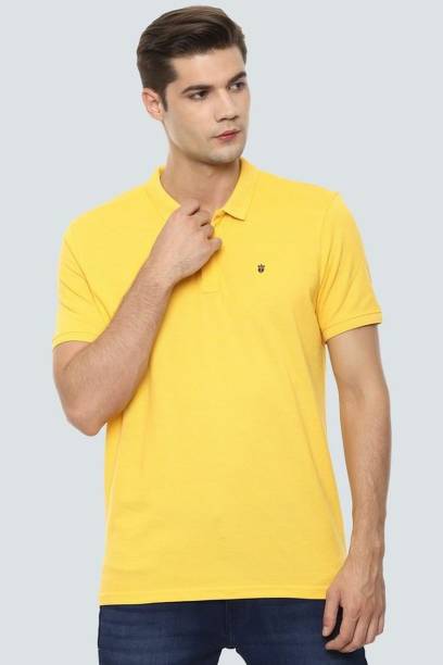 Louis Philippe Sport Solid Men Polo Neck Yellow T-Shirt
