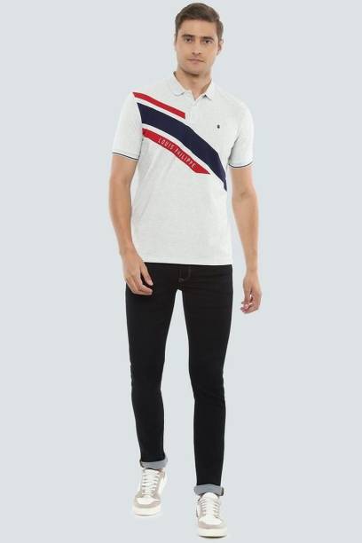 Louis Philippe Sport Solid Men Polo Neck Grey T-Shirt