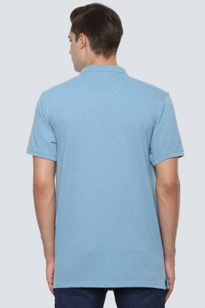 Louis Philippe Sport Solid Men Polo Neck Light Blue T-Shirt