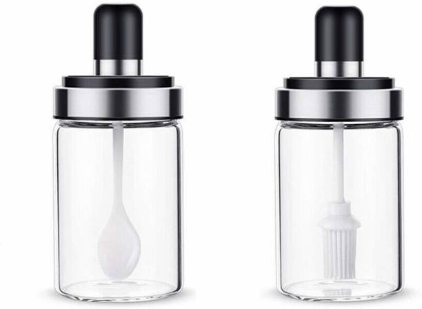 Gabani fashion Borosilicate Glass Food and Pickle Storage Spice Jar with Spoon,Spices and Seasonings Set | Glass Spice Bottles for Home & Restaurants 2 Piece Spice Set (Glass) 2 Piece Spice Set