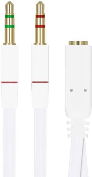 A3sprime 3.5mm Female to 2 Male Mic and Audio Headphone Splitter Cable with Separate Microphone and Headphone Connector for Headset to PC, Laptop 0.7 m AUX Cable