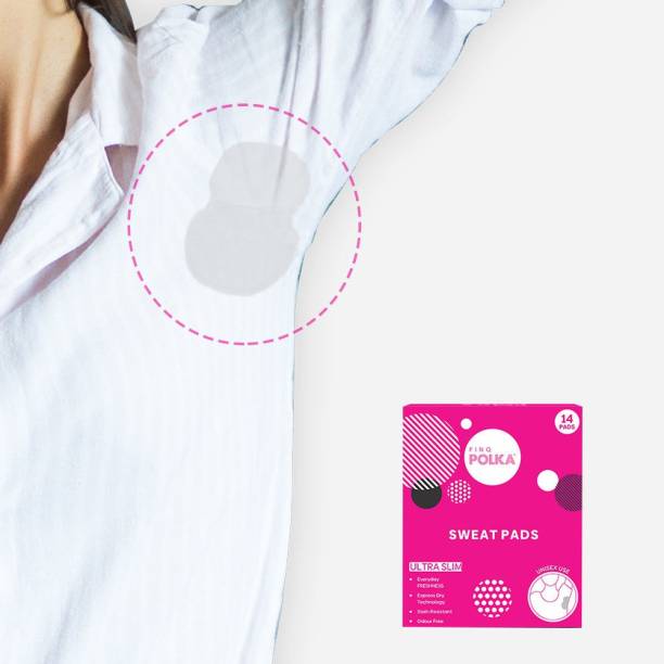 pinq polka Soft Premium Cotton Feel Rash Free Ultra Thin Disposable Underarm (Pack of 14) Sweat Pads