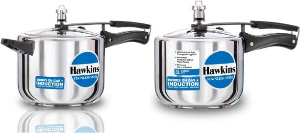 HAWKINS Stainless Steel 5 L, 3 L Induction Bottom Pressure Cooker