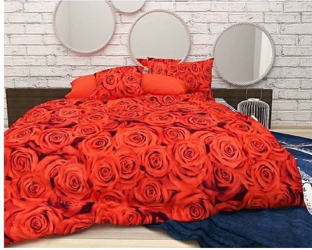 MUKESH HANDLOOM 210 TC Polycotton Double Floral Flat Bedsheet