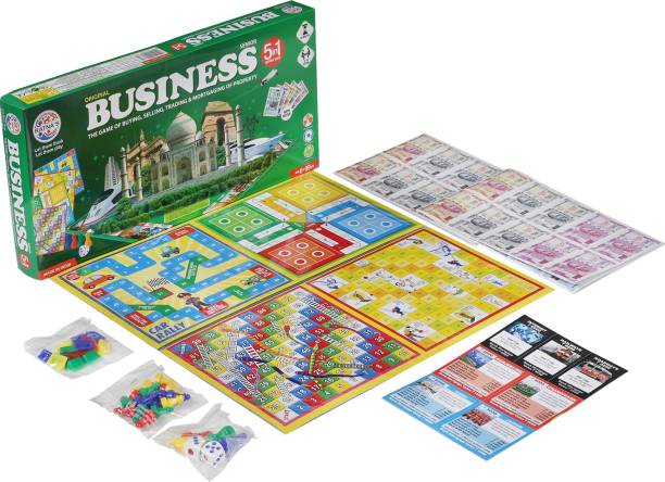 RATNA'S 5 in 1 Original Business Senior with Notes,The game of buying,selling,trading & mortgaging of property. Money & Assets Games Board Game