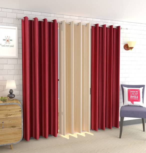 Galaxy Home Decor 153 cm (5 ft) Polyester Window Curtain (Pack Of 3)