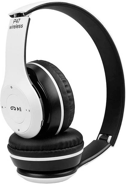 PHAGQU P47 Foldable/Sports/Office/ Gaming Wireless Headphone with Mic Bluetooth, Wired Headset