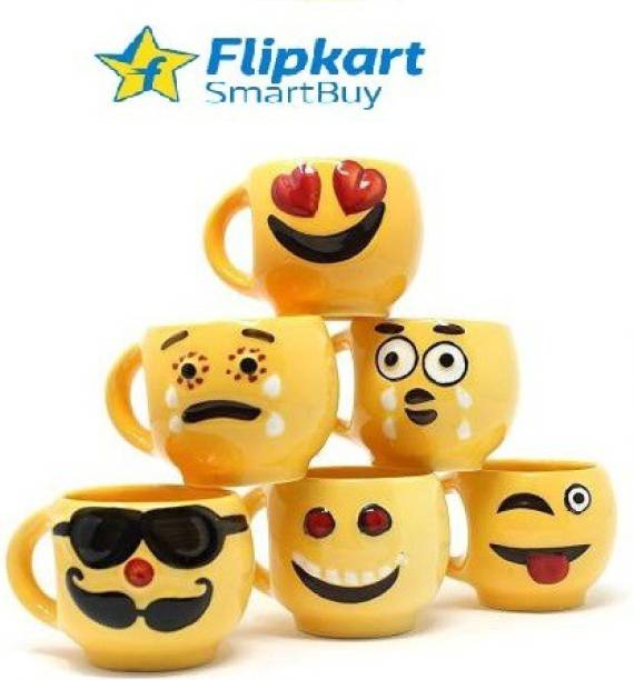 Flipkart SmartBuy Pack of 6 Ceramic Pack of 6 Cup abstract tea/coffee cups met milk/coffee mugs of elegance design