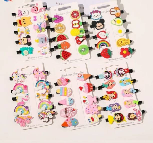 FANCIFY 6 cards - 10 clips each=(60 clips) Stylist fancy Girls Hair Clips Set Baby Hairpin For Kids Girls Toddler Barrettes Hair Accessories Hair Clip (Multicolor) Hair Clip
