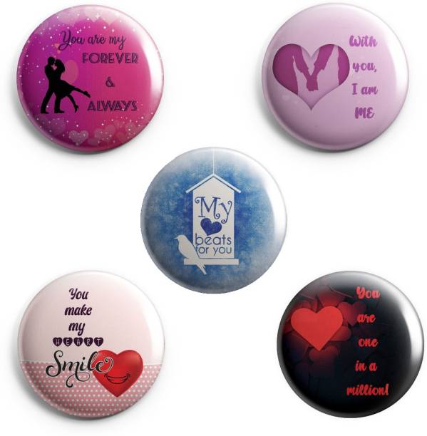 AVI Regular Size Fridge Magnet Multicolour Valentines day Love quotes Combo Pack of 5 for valentine 58mm Metal C5MR8002325 Fridge Magnet Pack of 1