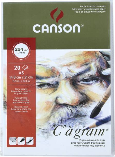 CANSON C à grain CSA5LG Light Grain 20 Paper Sheets A5 224 gsm Drawing Paper