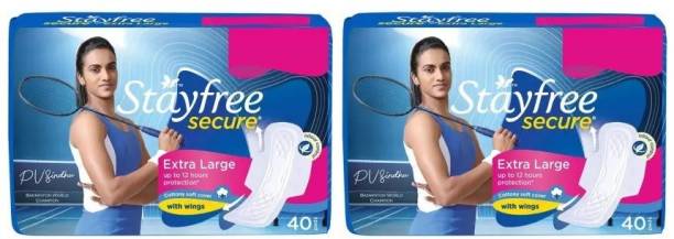 STAYFREE Secure Cottony XL40+40 Wings Sanitary Pad