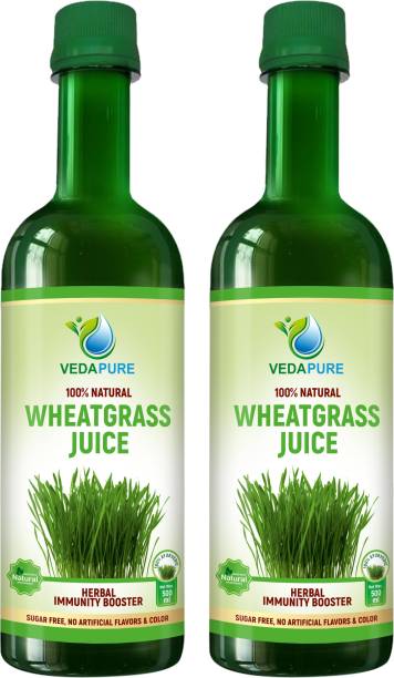 Vedapure Wheat Grass Juice for Immunity, Detoxification with Chlorophyll, Fresh Sprouted Wheatgrass | No Artificial Flavors I Gluten - 1L