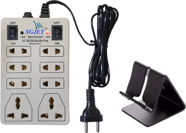 SGJET Combo 8 Socket with Metal Stand 6 A Three Pin Socket