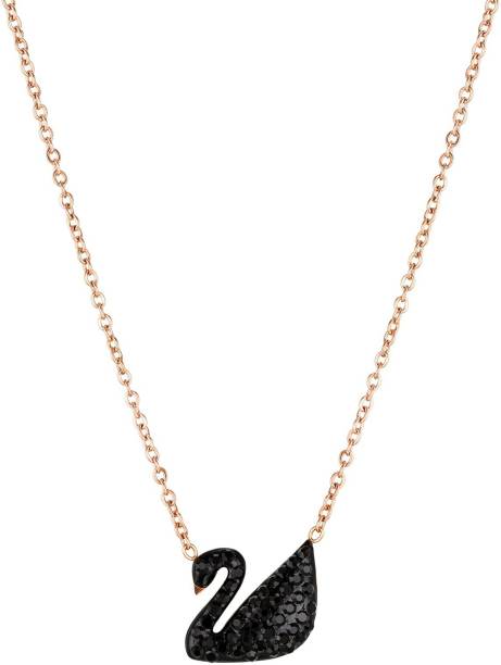 anjni creation Imported Rose Gold Plated Black Swan Pendent With Chain Alloy Pendant