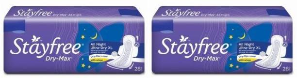 STAYFREE Dry-Max All Night XL Wings 28+28 Sanitary Pad