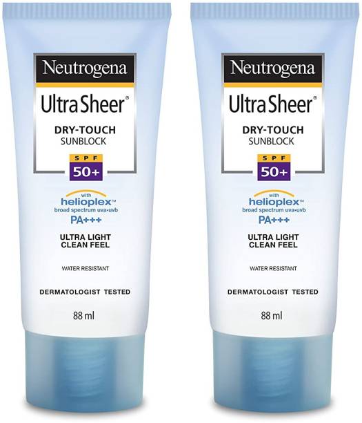 NEUTROGENA Ultra Sheer Dry Touch Sunblock Broad Spectrum UVA\UVB Ultra Light Clean Feel Each 88ml Pack of 2 - SPF 50+ PA+++