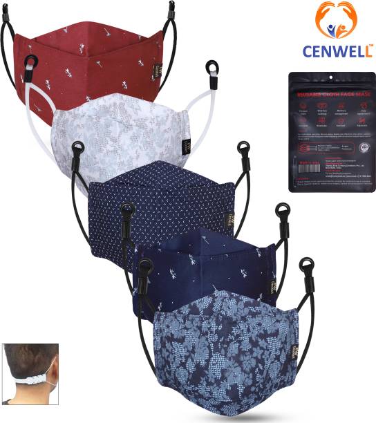 CENWELL 5 Pcs Pure Cotton Mask Reusable 6 Layer Fabric N95 Mask for Men Women Designer 3D Reusable, Washable Cloth Mask With Melt Blown Fabric Layer