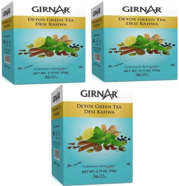 Girnar Tea DETOX 36 BAGS PACK OF 3 Green Tea Bags Box