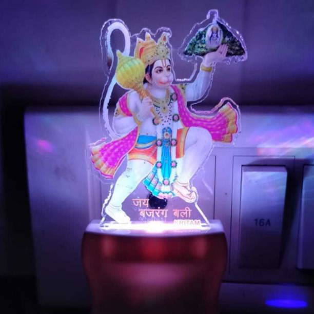 KRITAM Bajrangbali 3D Illusion LED Light Night Lights for 7 LED Colors Changing Lighting Touch USB Charge Table Desk Bedroom Decoration Decorative Lighting Gifts for Boys Girls Kids Baby Friends Night Lamp Table Lamp