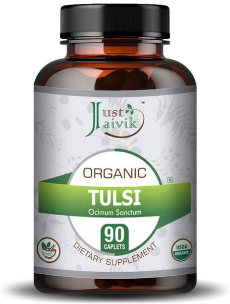 Just Jaivik Organic Tulsi Tablets - 750 mg (90 Tablets) | Respiratory Wellness