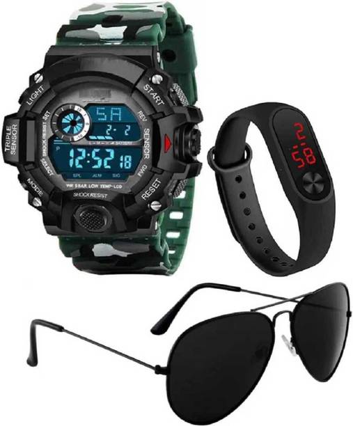 DKERAOD Digital Watch – For Boys – Buy DKERAOD Digital Watch – For Boys New Excellent Trending Combo Set Of Three Watch Led Sunglasses New Fabulous…