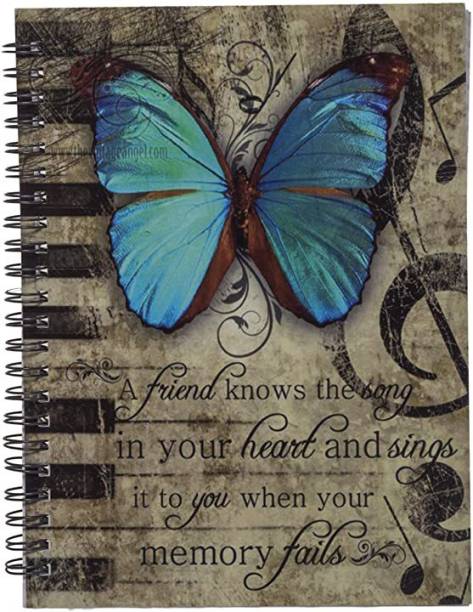 CRAFT CLUB Butterfly Print Diary In Wiro Binding A5 Diary Unruled 144 Pages
