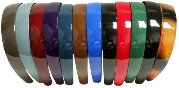 BELLA HARARO Multi-Colour Plastic Hair Bands for Girls & women Free Size Set Of 12 HB003-(WIDE, MULTI-COLOUR) Hair Band