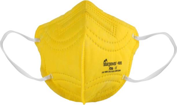 Macpower ISI Approved N95 Mask - Yellow (Pack of 10), Earloop Style, 5 Layered Unisex FFP2 Face Mask Yellow N95