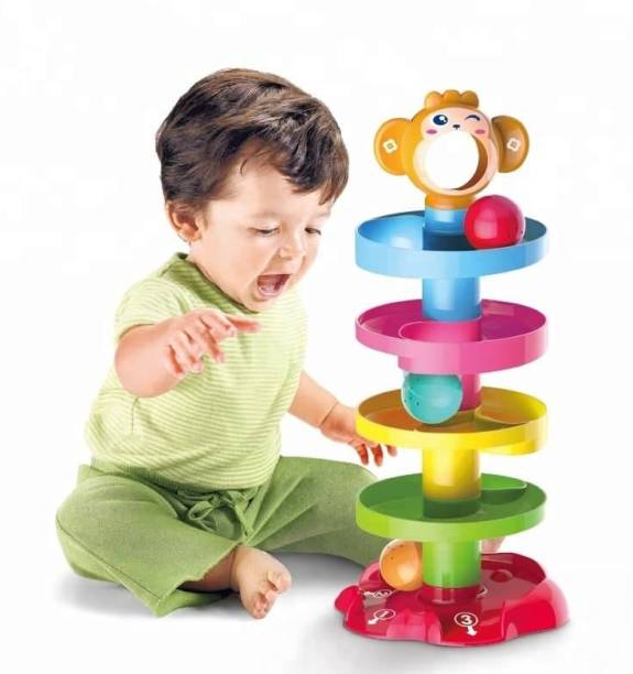 WiseWalker Children Boy & Girl Best Activity And Teaching Self Playing Happy Kids Put The Small Ball Into The Monkey's Mouth And Let it Roll By Itself Stacking, Education, Thinking Toys Game