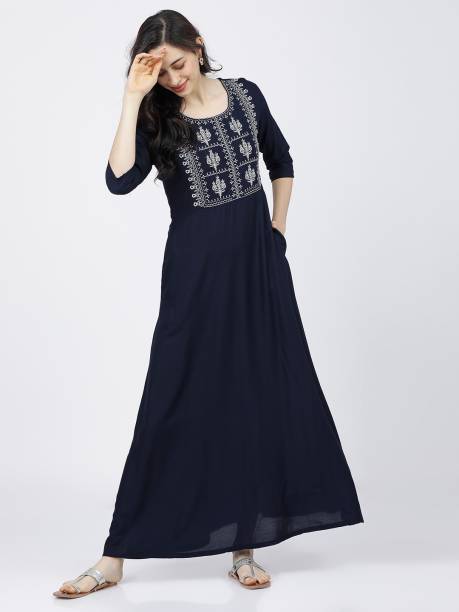 Vishudh Women Maxi Blue Dress
