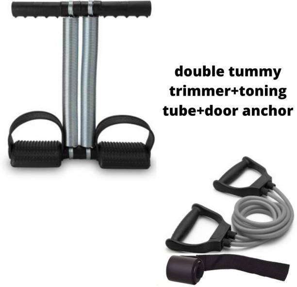 EMMKITZ DOUBLE TUMMY Steel Spring Double Toning Resistance Tube + Door Anchor Resistance Band