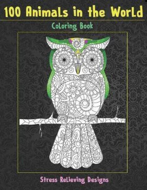 100 Animals in the World - Coloring Book - Stress Relieving Designs