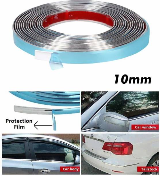 Autofasters Car Side Chrome Beading Roll for Car Exterior Decorating Strips (10mm 15 Meter) Car Beading Roll For Window Sill, Bumper, Door, Grill and Garnish Cover