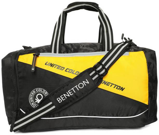 United Colors of Benetton 39 Ltrs Duffle Bag ( Black/ Yellow ) Duffel Without Wheels