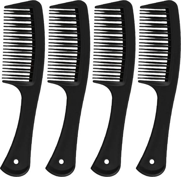 Accessorilia Set of 4 Plastic Comb with handle for Women & Men Hair Styling Long comb with handle | Round Tooth Comb for Long hair