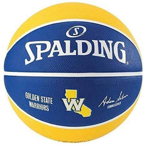 SPALDING Golden State Warriors Basketballs Size 7 Yellow Blue Basketball Without Air Pump Basketball - Size: 7