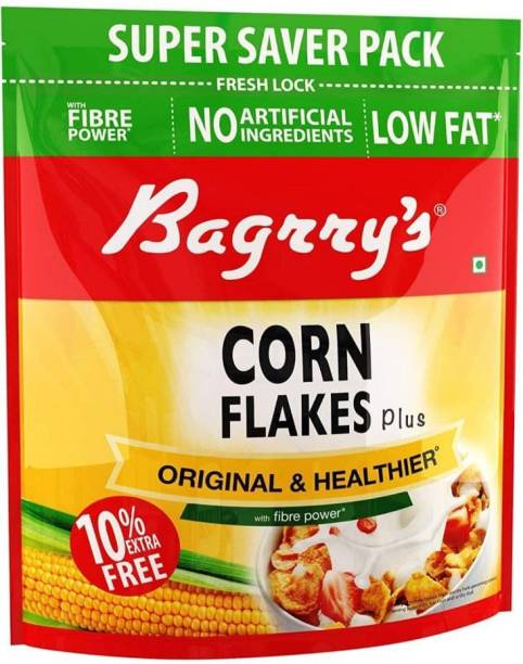 Bagrry's Corn Flakes Plus Original and Healthier (80 g Extra in Pack) (800 g, Pouch) Pouch