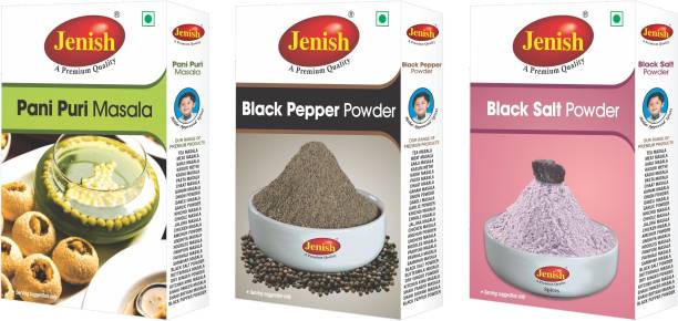 jenish Pani Puri Masala(50gram) Black Pepper Powder(50gram) Black Salt Powder(50gram) Combo (Pack of 3)