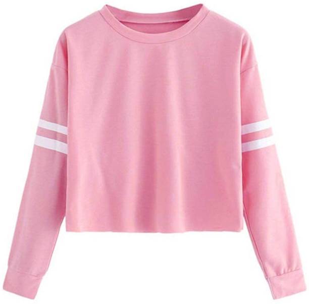 GIRLS SHOPPIE Solid Women Round Neck Pink T-Shirt